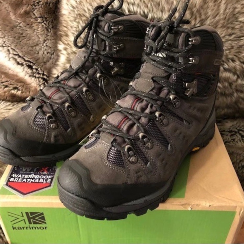 New! Karrimor British Hiking Mens Suede Boots Grey Brown S8